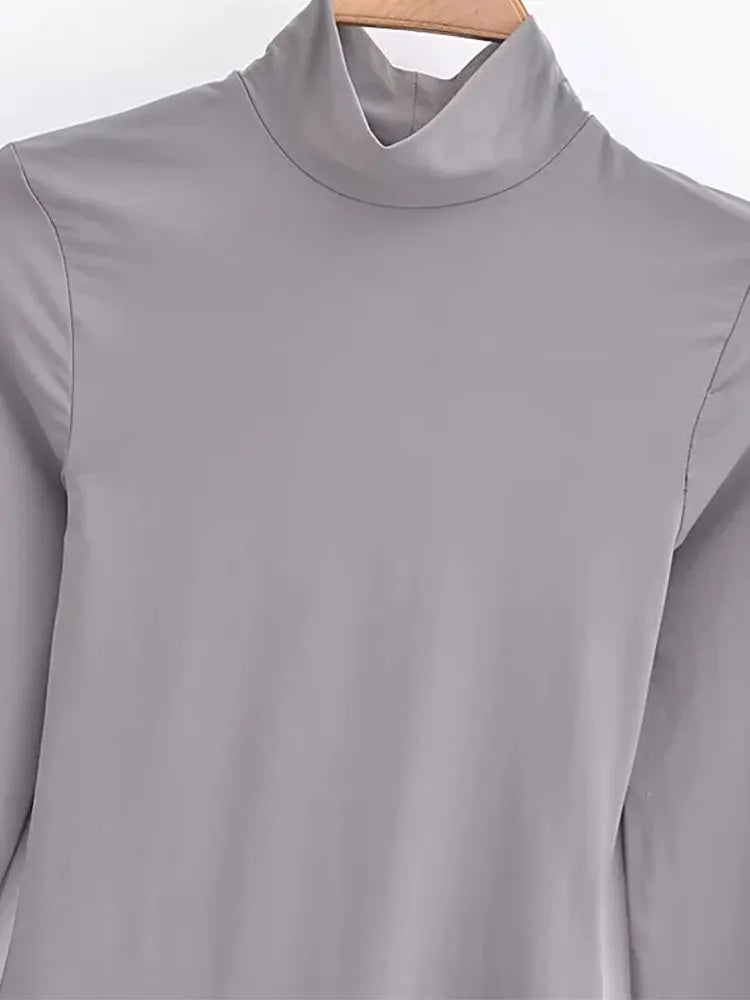 Body Manga Longa com Gola Alta Petta